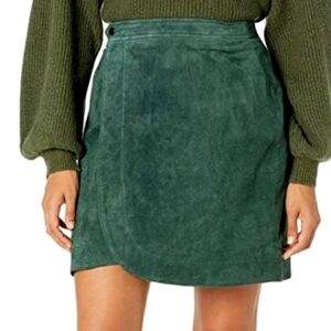Blank NYC Green Suede Leather Wrap Mini Skirt 25